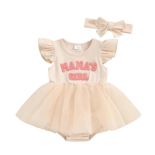 Image of Daddys Girl Newborn Baby Girls Romper Dress Ruffle Sleeve Letter Printed Lace Tutu Skirted Cute Summer Clothes