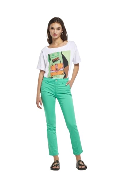 Pantalon femme CAFèNOIR menthe en coton élastique C7JP0110