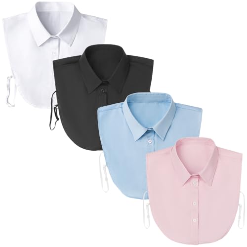 Kalkehay Detachable Dickey Collar Blouse for Women Fake Half Shirts Faux False Collar for Girls Favors White Black Blue Pink