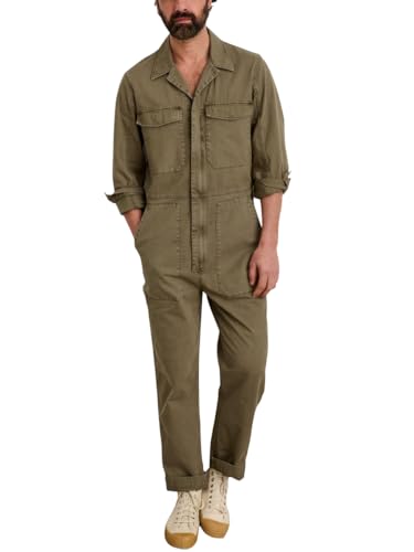 MADEPANTS Men's Zip Coverall Cotton Herringbone 1940's Inspired Military Jumpsuit
