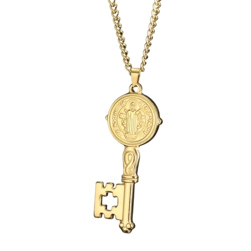 Collier clé Saint-Benoît amulette San Benito pendentif chrétien pour homme