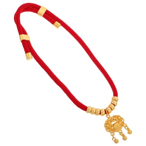 CIYODO ペット首輪 小型犬 猫用調節可能な赤いロープ製ネックレス 手作りジュエリー ベル付き おしゃれで快適なペットアクセサリー フェス