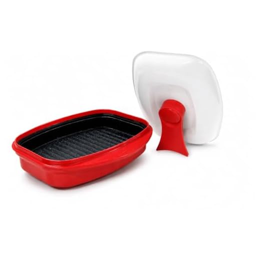 Microhearth Grill Pan for Microwave Cooking, Red