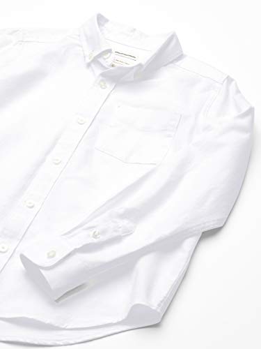 Amazon Essentials Kids Boys Uniform Long-Sleeve Woven Oxford Button-Down Shirts, White, Medium