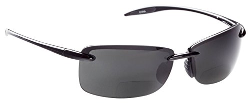 Del Mar Polarized Bifocal Sunglass with Deepwater Gray Lens, Shiny Black Frame