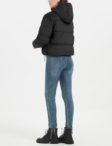 Flygo Puffer Jacket Womens Cropped Corduroy Hooded Winter Jackets Warm Quilted Long Sleeve Bubble Down Coats4