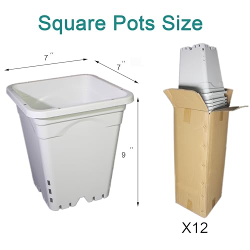 CHTASO HG7X7SW 7"x7" Square White Pot, 9" Tall, Pack of 12 (12) by CHTASO - Used condition - Image 6