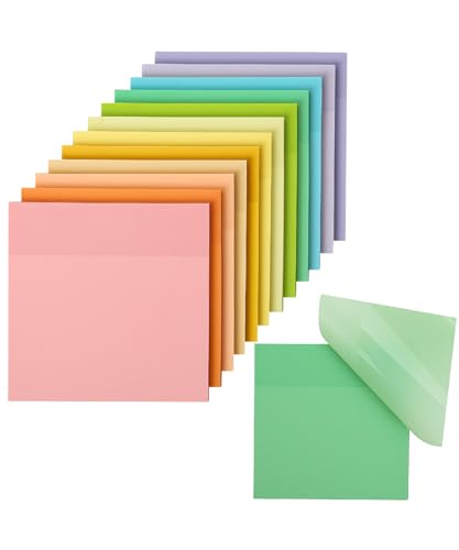 Mr. Pen- Transparent Sticky Notes, 3”x3”, 12 Pads, 600 Sheets, Macron Pastel See Through Sticky Notes