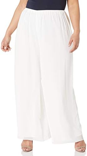 Alex Evenings Women's Straight Leg Dress Pant (Plus Petite Sizes), Ivory Chiffon, 1X