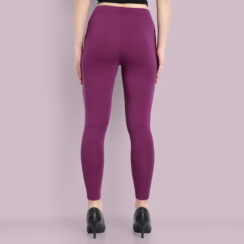 Image of ONE SKY Women Ankle Length Leggings | Premium Cotton Modal Spandex Blend | High Waist Stretchable & Bio-Washed Fabric | Colour-Lock | Ethnic Leggings for Women