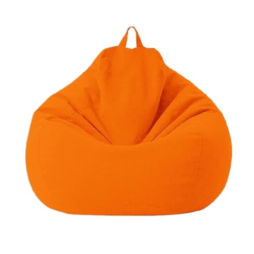 DSFIHJO Funda Puff Sofá puf de 70 cm Relleno algodón y Lino, Ideal for Relajarse en el Dormitorio o como sillón para la Sala de Estar(Orange-70cm)