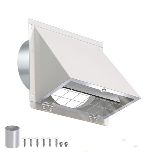 3 Inch Dryer Vent Cover Outside Metal Exterior Vent Cover with Screen and Cushioned Flap Outdoor Dryer Vent Hood Outlet Exhaust Vent Cover Air Wall Vent Cover for House Laundry Range Hood AC-White