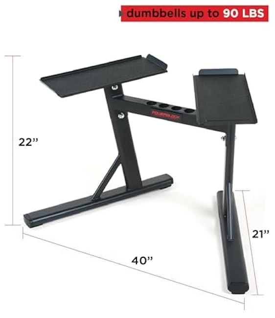 PowerBlock PowerMax Stand ¨C Dumbbell Rack & Weight Rack, Use with Weights up to 90 Pounds, Durable Steel Construction, Home Gym Strength Training, Innovative Workout Equipment