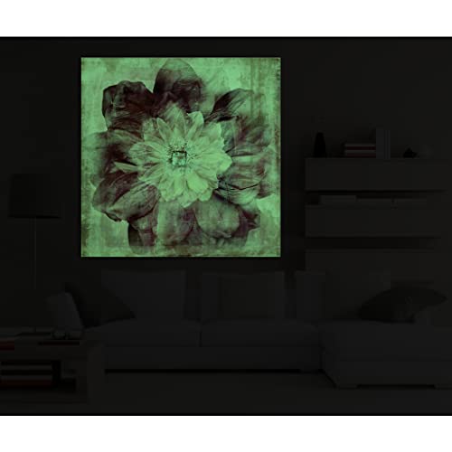 Tableau fleurs de nuit canvas phosphorescent 80x80 art mural moderne - 4