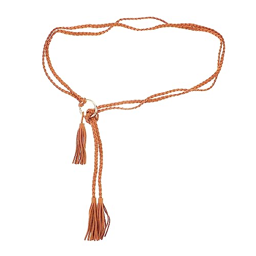 Holibanna 1pc Woven Waist Belt for Women Casual Tassel Design Versatile Fashion Accessory for Jeans Shorts Material Comfortable Color