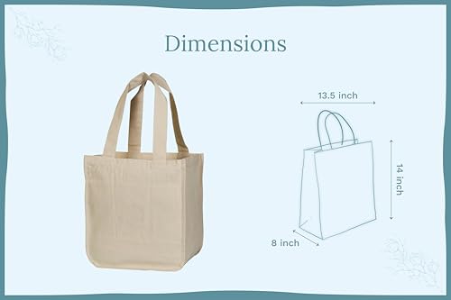 Image of Best Canvas Grocery Shopping Bags - Cloth Grocery Tote Bags - Reusable Cotton Grocery Tote Bags with Bottle Sleeves