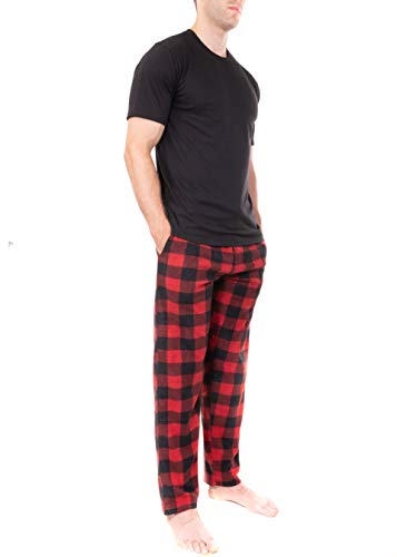 Swiss Alps Mens T-Shirt and Buffalo Plaid Check Fleece Lounge Pants Gift Set2