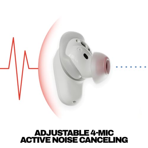 Image of Skullcandy Method 540 ANC Wireless Earbuds, Sound by Bose, Bluetooth Headphones, Premium Noise Cancelling, Up to 40 Hours Battery, Skull AI Compatible, Microphone for iPhone Android - Bone