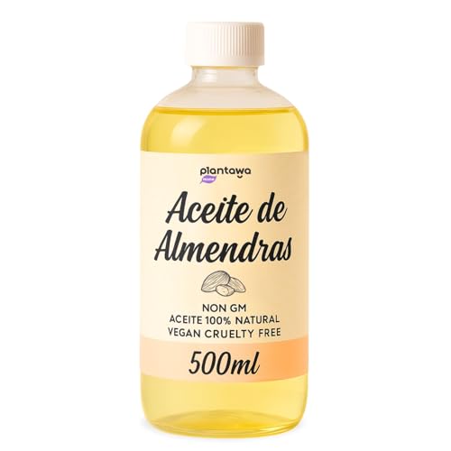PLANTAWA Aceite de Almendras 500ml | 100% Puro y Natural | Hidratante Corporal Diario | Ideal para Masajes, Bebés y Estrías | Sin Perfume | Absorción Rápida