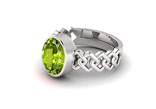 Bague péridot naturelle ajustable, le cadeau idéal en argent sterling - 4