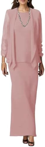 Chiffon Fall Mother of The Bride Dresses for Wedding Long Sleeve ...