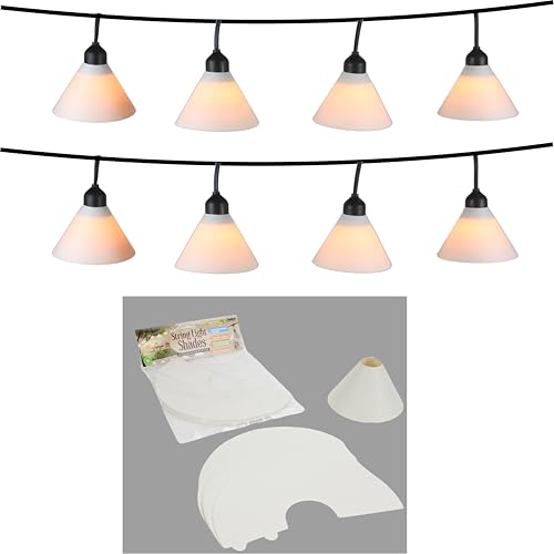 Off White Light Covers for Outdoor Lights – 8 Pack LED Lite Covers Decorative for String Lights – Outdoor Lights Bulb Cover Shades – Patio, Garden, Backyard Party Lighting