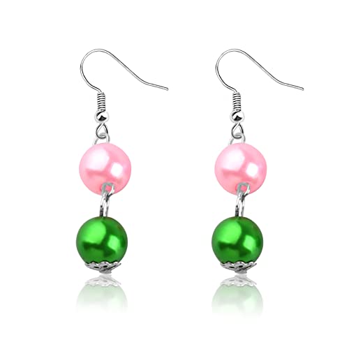 Pink and Green Beads Drop Earring Sorority Gifts Graduation Gift For Her