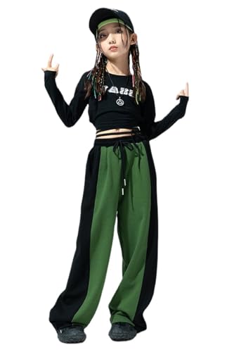 Patypeety] アメカジ 字母柄 長袖 ダボパン ロング へそ出し キッズ