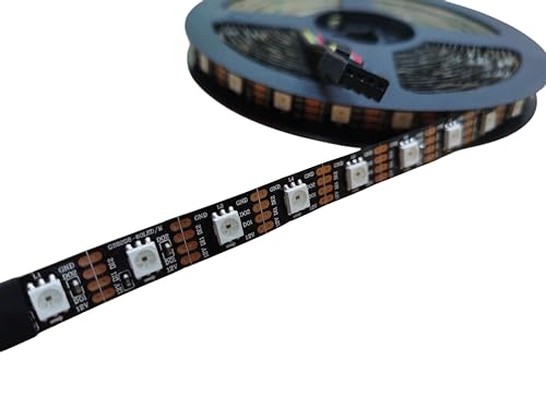 JIAANDA GS8208B/SK6813 led Pixels Strip (Upgraded WS2815) Individually Addressable RGB DC12V Input 60LED/Pixels/M LED Strip Signal Break-Point Continuous Transmission (Black PCB IP30, 16.4ft 300LEDs)