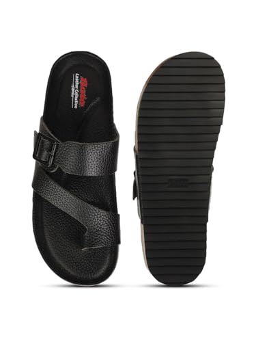 Image of Bata 8755 NEW BIO MILLED E: Men's Maroon Casual Slip-On Thong Slippers for Stylish Comfort