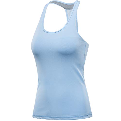 Women's Sports Bra Yoga Tank Tops Sleeveless Fitness Running Shirt Gym Vest Activewear Running Workout Simple Stylish Quick-Drying Comfortable,Blue-S