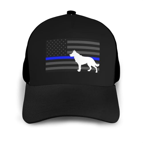 Police K9 Thin Blue Line Unisex Classic Adjustable Curved Brim Baseball Cap, Trucker Hat3