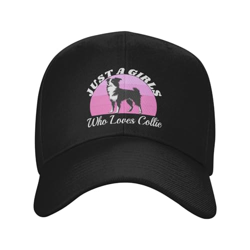 Just A Girls Who Loves Border Collie Dog Fashionable Casquette Hat Breathable Adjustable Strap for Comfort Style Black2
