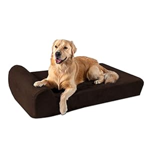 Big Barker Orthopedic Dog Bed w/Headrest – 7” Dog Bed for Large Dogs w/Washable Microsuede Cover – Elevated Dog Bed Made in The USA w/ 10-Year Warranty (Headrest, Large, Chocolate)