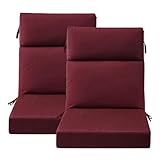 Unimatta Sunbrella Outdoor High Back Chair Cushion Seat Pads, 44 x 21 Inch Water-Repellent & Fade-Resistant Patio Furniture Cushions with Ties for Adirondack, Rocking Chairs, Spectrum Ruby