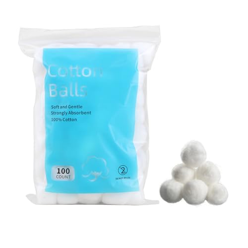 Generic Cotton Balls, Pure Cotton Balls, Absorbent, 100 Count - Soft,Multipurpose Cotton Balls for Makeup Removal (0.4g/ball）, White