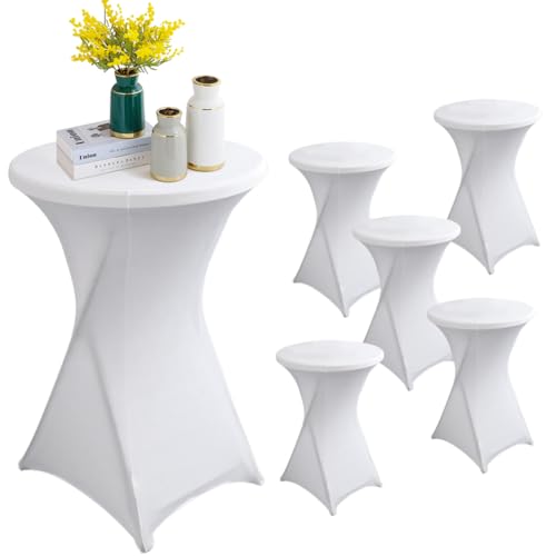YFZYT 6 Pièce Housse Mange Debout élastiques, Lavables à La Machine, avec Pieds Renforcés pour Une Table Bistrot, Nappe Ronde Idéal pour Mariages,...