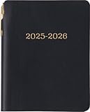 Eccolo 2025-2026 Pocket 18-Month Weekly Planner, Leatherette Soft Covers with Pen, Lined Notes Pages, 4.5x5.5'