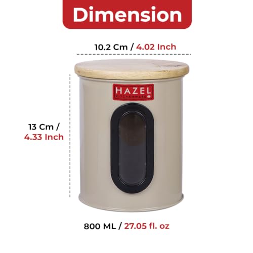 Image of HAZEL Airtight Kitchen Storage Container with See Through Window & Wooden Lid 800ml