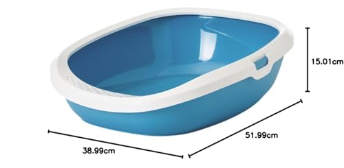 Image of Savic Gizmo Cat Litter Tray with Rim, Large, Twilight Blue
