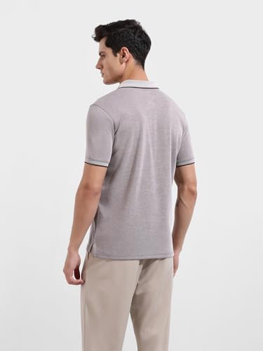 Image of The Indian Garage Co Men Regular Fit Textured Polo Neck Half Sleeves Tshirt