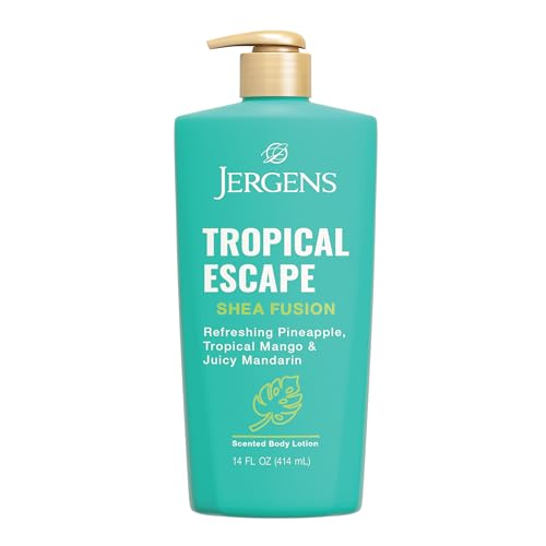 Jergens Shea Fusion Tropical Escape Body Lotion, Moisturizer with Shea Butter & Vitamin E, 14 Fl Oz