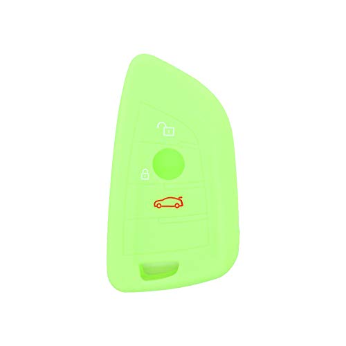 BROVACS Silicone Cover Protector Case Holder Skin Jacket Compatible with BMW X5 X6 X1 5 7 Series 3 Button Smart Remote Key Fob CV9906 Neon Green - Image 2
