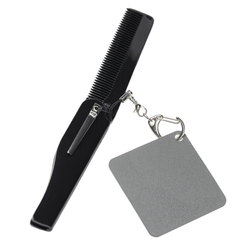 BIUDECO Folding Comb Keychain Fine Tooth Beard Styling Men's Small Pocket Comb Mirror