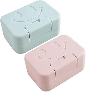 Travel Soap Box 2 Pack Soap Dish With Lid Portable Travel Soap Storage Box Soap Holder Durable Soap Container For Home,Travel,Camping,Gym(Green & Pink)
