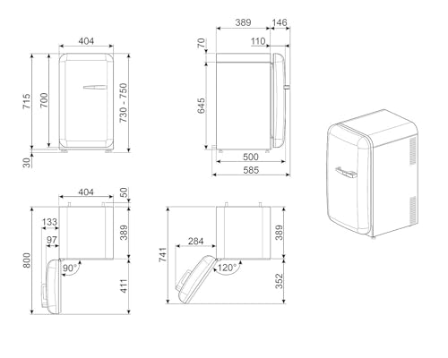 Image of Smeg FAB5 Retro Mini Fridge - 50s Style Compact Small Refrigerator, 1.2 cu ft, Automatic Defrost, LED Lighting, Adjustable Shelves- Made in Italy - Perfect for Home, Dorm, Office, Hotel -Red