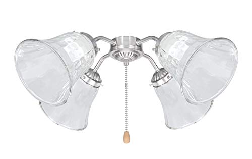 Image of Aspen Creative 23041-4A Contemporary Clear & Hammered Ceiling Fan Glass Shade.2-1 /8 inchFitter.Size:4-3 /4 inchD x 4-3 /4 inchH.4Pcs /Pack