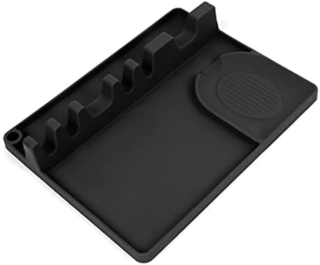 TUT Porta Utensili da Cucina, in Silicone, Porta Cucchiaio da minestra in Silicone, Porta Cucchiaio da minestra Portatile da Tavolo, Cuscinetto per Cucchiaio da minestra (Nero)