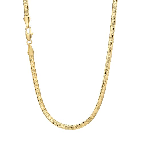 BRAYEG Gold Chain for Women & Men 14K Gold Necklace for Men &Women Flat Snake Chains for Womens Herringbone Curb Choker Chains Necklaces3MM Width 18inchs