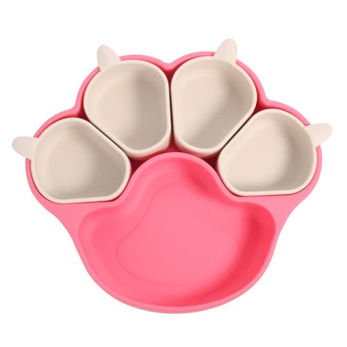 Sarinyベビーアニマルキャットクローシリコン食べたれ 赤ちゃん用可分離式食器 キッズ向けシリコン吸盤式食卓セット幼児自炊器具セット、幼児主導の離乳用品 シリコン ディナー プレート フード プレート (F)